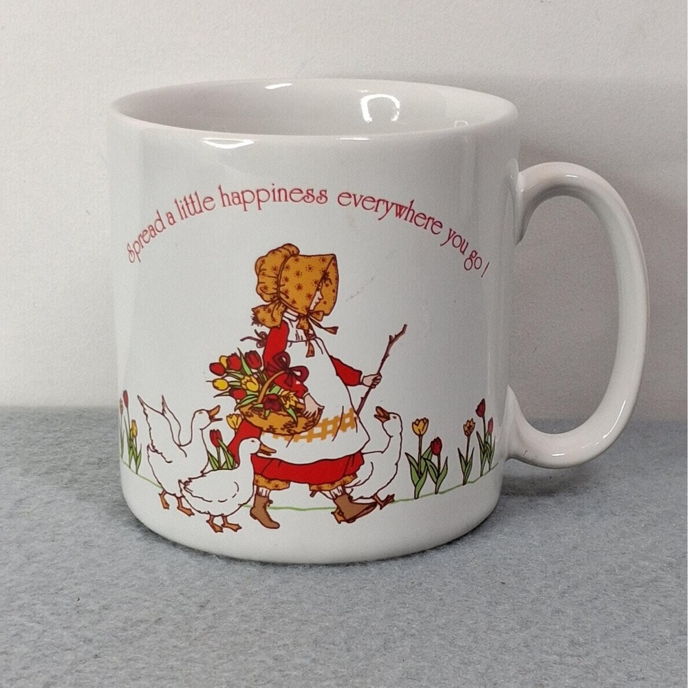 Vintage Holly Hobbie Stoneware Mug Geese Flowers 1984 Japan American Greetings